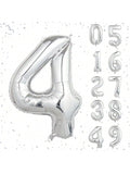 40 Inch Silver Number Foil Balloons for Birthday Wedding and Anniversary Parties