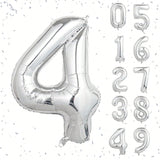 40 Inch Silver Number Foil Balloons for Birthday Wedding and Anniversary Parties