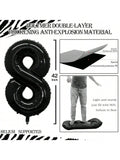 42-Inch Black Number 80 Balloon for 80th Birthday or Anniversary Party