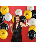 45pcs 12 Inch 30th Birthday Balloons White Gold Black Party Decorations