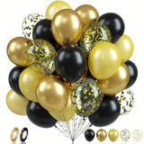 60pcs Black Gold 12in Metallic Confetti Pearl Balloons for Parties & Celebrations