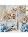 Blue Balloon Arch Kit Dusty Pastel Apricot White Grey Balloons for Party Decor