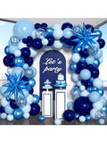 Blue Balloon Garland Arch Kit with Chrome Macaron and Star Balloons