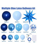 Blue Balloon Garland Arch Kit with Chrome Macaron and Star Balloons