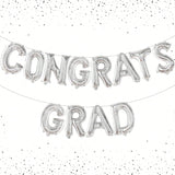16in Silver Congrats Grad Balloon and Banner for Graduation Party Decor