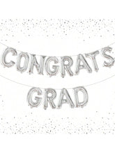 16in Silver Congrats Grad Balloon and Banner for Graduation Party Decor