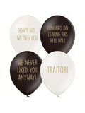 12PCS Funny Office Leaver Balloons in White & Black for Farewell Parties