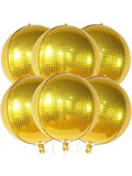 6-Pack 22-Inch Large Gold Metallic Balloons for Disco and NYE Party Decor