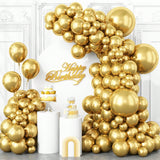 123PCS Metallic Gold Balloon Arch Kit in 18 12 10 5in for Party Decor