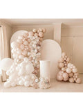 Nude Neutral Balloon Garland Kit with White Cream Peach Silver Balloons for Parties
