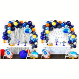 Outer Space Balloon Garland Kit UFO Rocket Astronaut with Foil Curtain