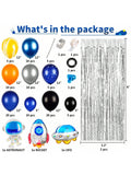 Outer Space Balloon Garland Kit UFO Rocket Astronaut with Foil Curtain