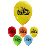 16PCS Party Zone Motorcycle Racer 12 Inch Balloons Birthday Decor