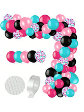 132pcs Rose Red Teal Black Balloon Garland Kit for Birthday Bachelorette & Theme Parties