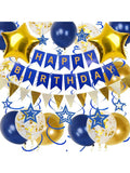 Navy Blue and Gold Birthday Decorations Banner Stars Balloons for Party