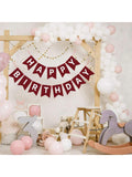Burgundy Happy Birthday Banner Garland for Kids and Adult Tea Party Decor