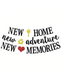 New Home New Adventure Banner Black Glitter for Housewarming and Welcome Party