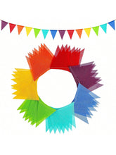 112pcs Rainbow Pennant Banner Garland 72ft Triangle Flags for Parties