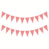 2 Pc Red and White Checkered Double Sided Banner for BBQ and Party Decor