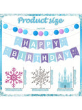 5Pc Snowflake Happy Birthday Banner Blue Felt Castle Winter Party Decor