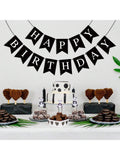 Black Happy Birthday Banner Garland for Kids and Adult Birthday Party Decor