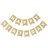 Gold Happy Birthday Banner Garland for Kids and Adults Party Wall or Door Decor