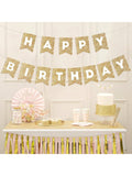 Gold Happy Birthday Banner Garland for Kids and Adults Party Wall or Door Decor