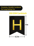 9-Ft Happy Birthday Banner Black and Gold for Reusable Party Wall Decor