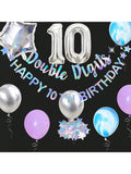 Iridescent 10th Birthday Foil Balloon Banner Garland for Party Decor