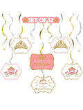 Little Princess Crown Pink Streamers 12pc for Birthday or Shower Party