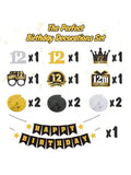 Happy 12th Birthday Streamers Set with Banner and Party Backdrop