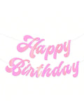6 Ft Pink Iridescent Happy Birthday Pre-Strung Banner for Party Decor