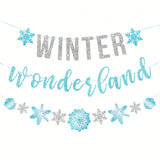 Winter Wonderland Snowflake Garland Banner for Christmas Wedding Birthday