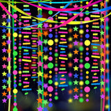 703FT UV Neon Paper Garland Glow in the Dark Streamers for Party Decor