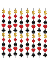 10pcs Casino Theme Hanging Swirls Red Black Poker Decorations for Party