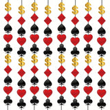 10pcs Casino Theme Hanging Swirls Red Black Poker Decorations for Party