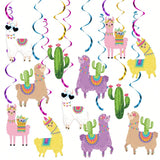 20pcs Llama Cactus Hanging Swirl Decorations for Llama Birthday Fiesta Party