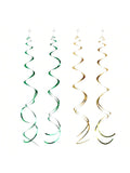 24pcs Green Gold Hanging Swirl Streamers for Birthday Wedding Shower Party