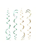 24pcs Green Gold Hanging Swirl Streamers for Birthday Wedding Shower Party