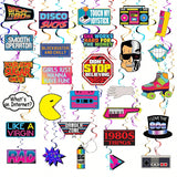 28pcs 80s Throwback Hanging Swirls Party Decorations