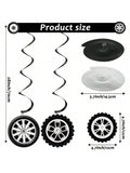 60PCS Race Car Party Hanging Swirls with Tire Decorations for Birthday Parties