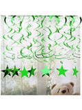 30PCS Green Star Hanging Swirls with Gold Accents for Parties & Weddings