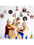 Happy 14th Birthday Hanging Foil Swirls with Cutouts Rose Gold Decor