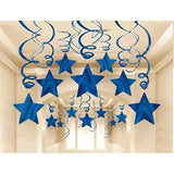 30PCS Blue Party Ceiling Swirls with Star Decorations