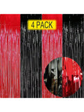 Red And Black Party Decorations- 4 Pack Of 3.2X8.2Ft Foil Fringe Curtains For Graduation Party Decorations 2024 Casino Theme Party Decorations Red And Black Birthday Decorations -