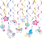 Unicorn Hanging Swirls 21pcs Rainbow Ceiling Decorations for Birthday Party