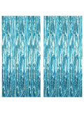 XL Blue Foil Fringe Curtain 6.4x8 ft Pack of 2 Ocean Mermaid Party Decor