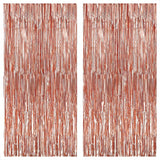 Xtralarge 6.4x8ft Rose Gold Fringe Curtain Pack of 2 for Party Decor