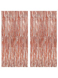 Xtralarge 6.4x8ft Rose Gold Fringe Curtain Pack of 2 for Party Decor