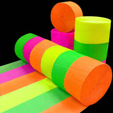 Glow Party Neon Streamers 400ft UV Crepe Paper for Birthday & Wedding Decor